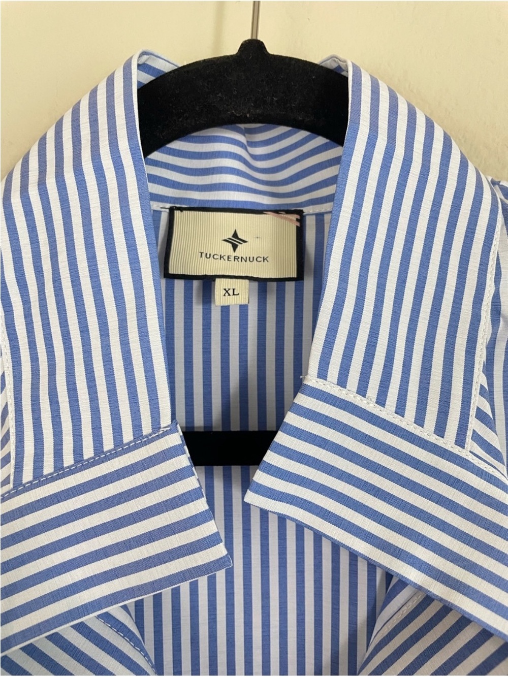 TUCKERNUCK Blue Stripe Willow Blouse Oversized 3/4 Sleeves Popover Size XL - Picture 5 of 5
